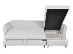 Sofá cama con chaise longue a la derecha y canapé gris claro - DRISS