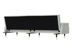 Sofá cama con cojines terciopelo gris claro