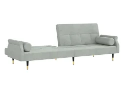 Sofá cama con cojines terciopelo gris claro