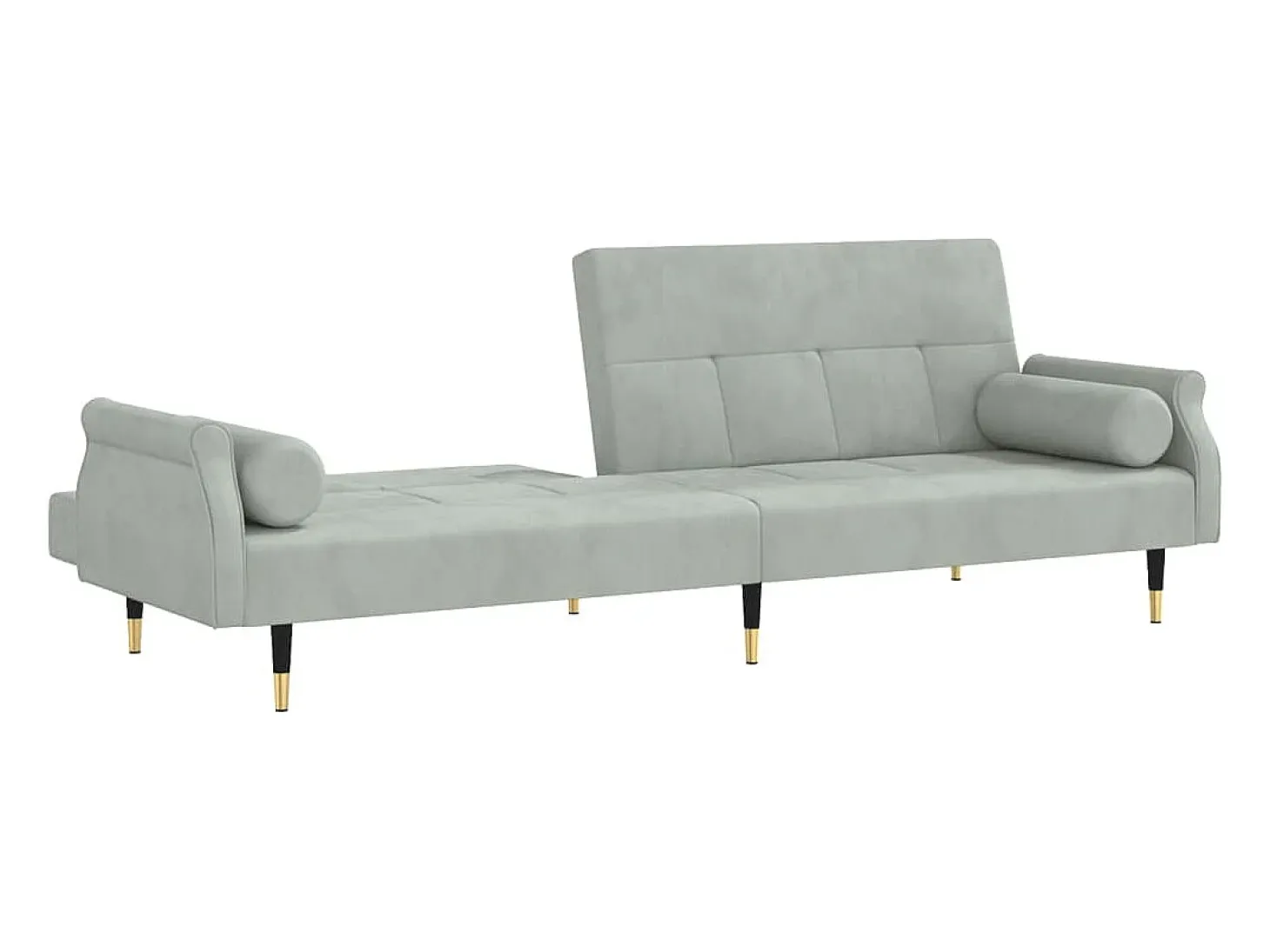 Sofá cama con cojines terciopelo gris claro
