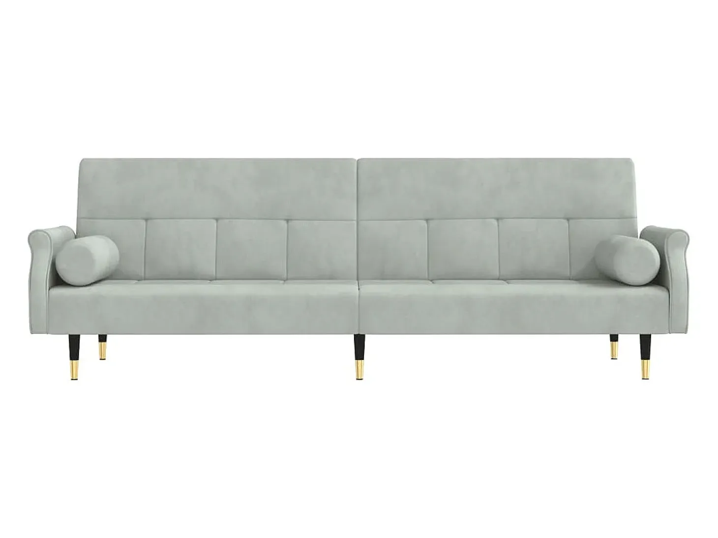 Sofá cama con cojines terciopelo gris claro