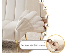 Sofá cama convertible de 3 plazas en tejido de terciopelo - Beige
