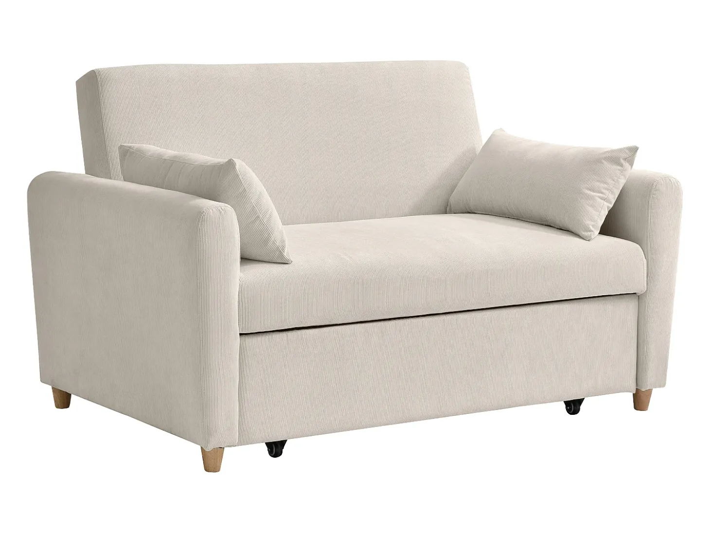 Sofá cama de 2 plazas cajón de pana beige AYLA