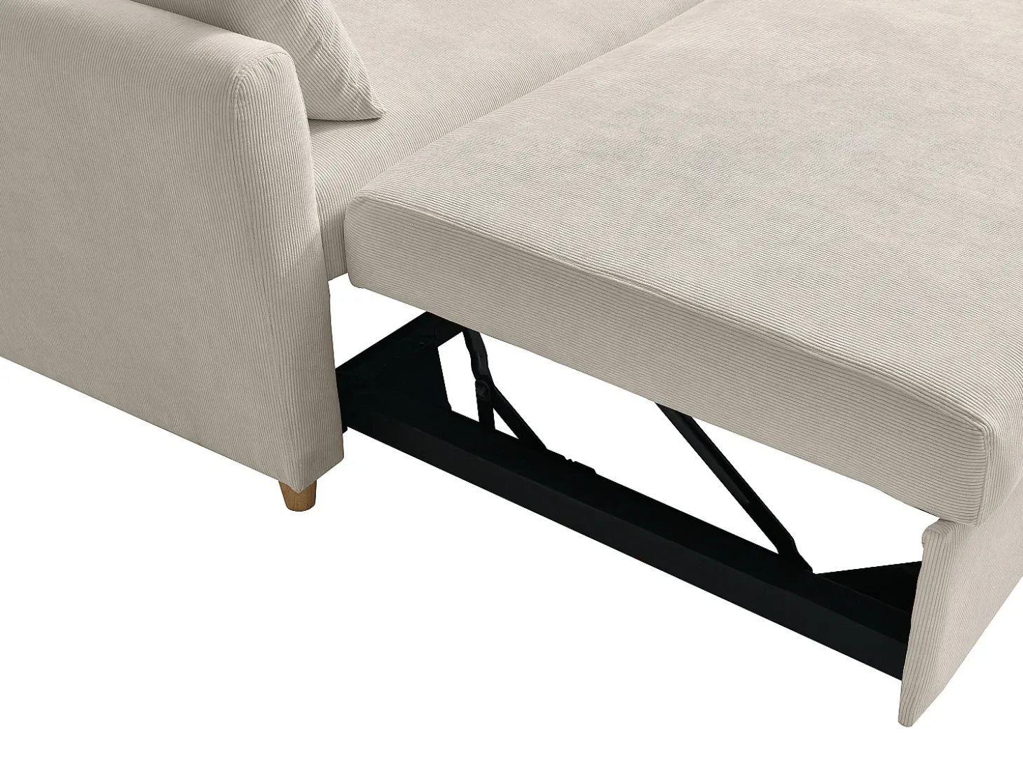 Sofá cama de 2 plazas cajón de pana beige AYLA