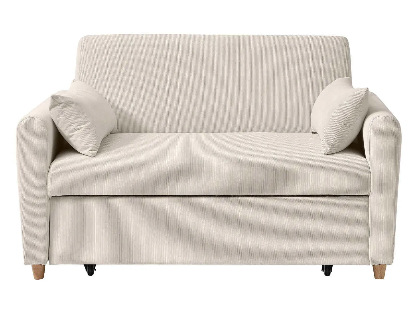 Sofá cama de 2 plazas cajón de pana beige AYLA