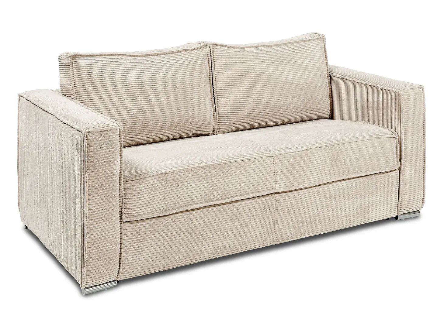 Sofá cama de 3 plazas con apertura italiana de pana beige LORETO