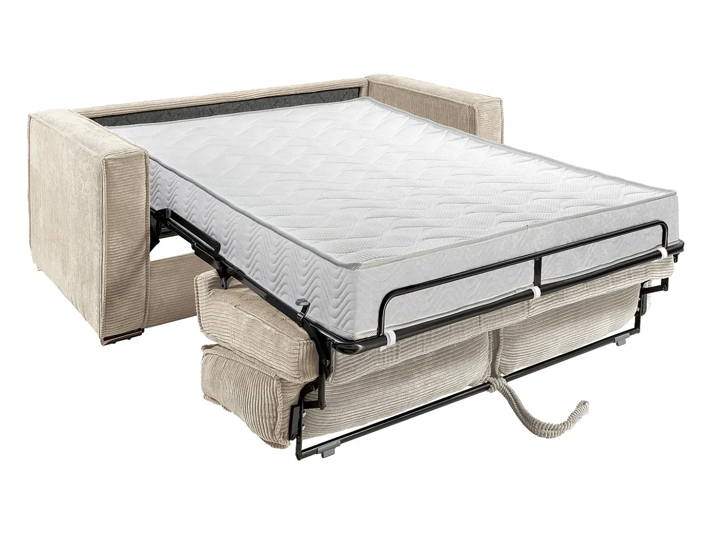 Sofá cama de 3 plazas con apertura italiana de pana beige LORETO