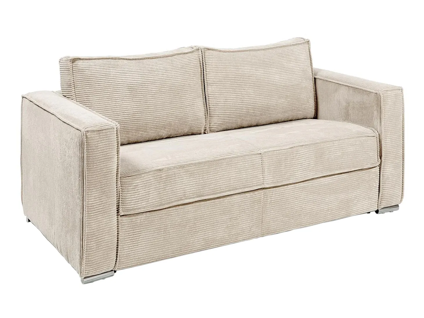 Sofá cama de 3 plazas con apertura italiana de pana beige LORETO