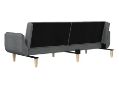 Sofá cama de 2 plazas con dos almohadas tela gris claro