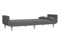 Sofá cama de 2 plazas con dos almohadas tela gris claro