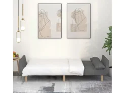 Sofá cama de 2 plazas con dos almohadas tela gris claro