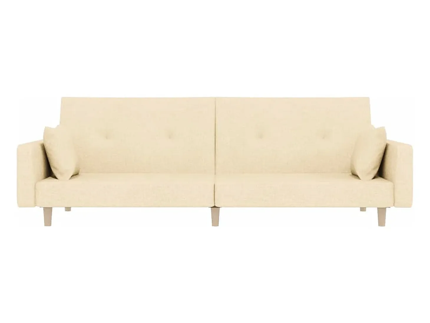 Sofá cama de 2 plazas con dos almohadas tela color crema