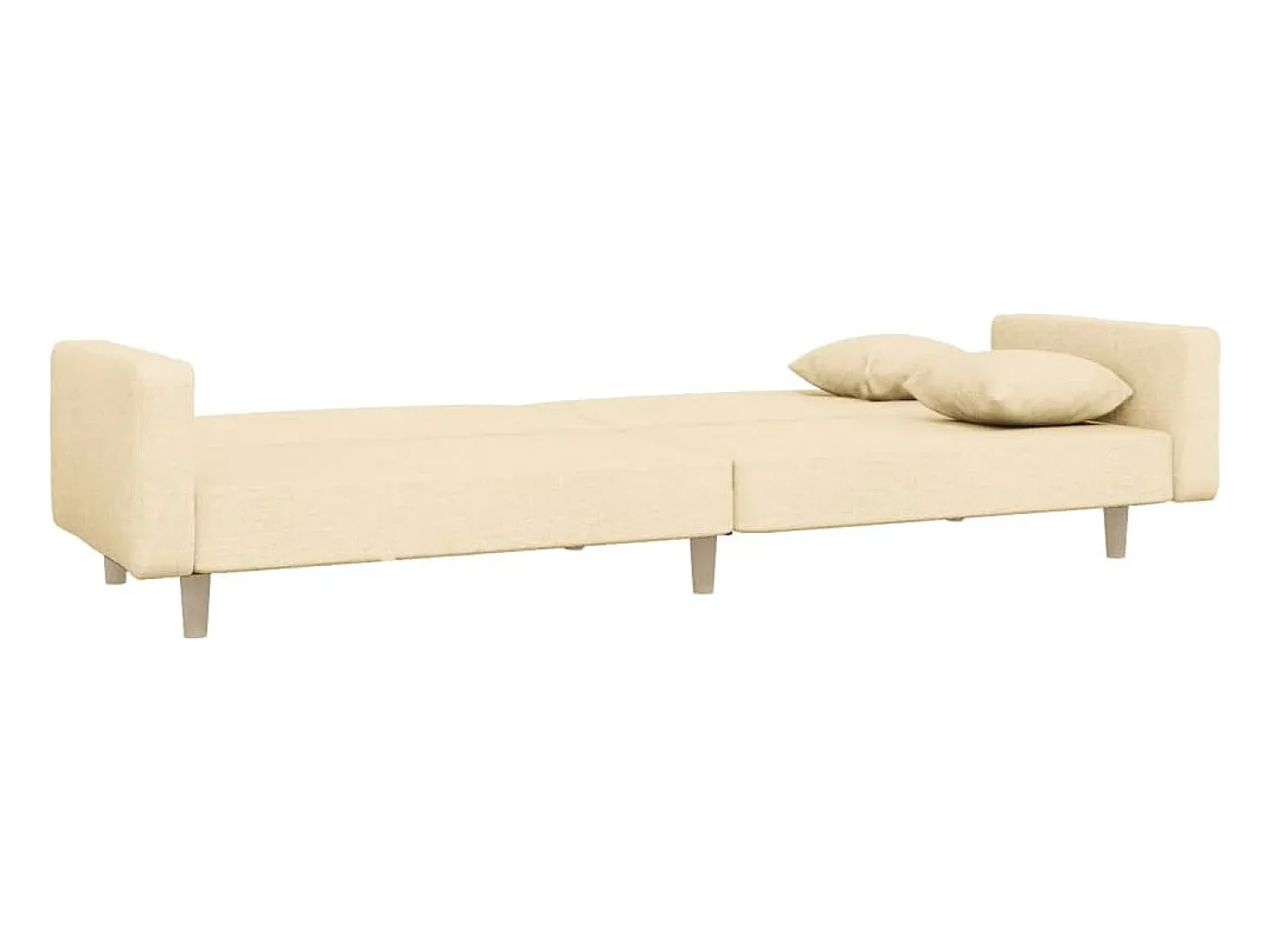 Sofá cama de 2 plazas con dos almohadas tela color crema