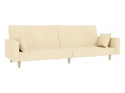 Sofá cama de 2 plazas con dos almohadas tela color crema