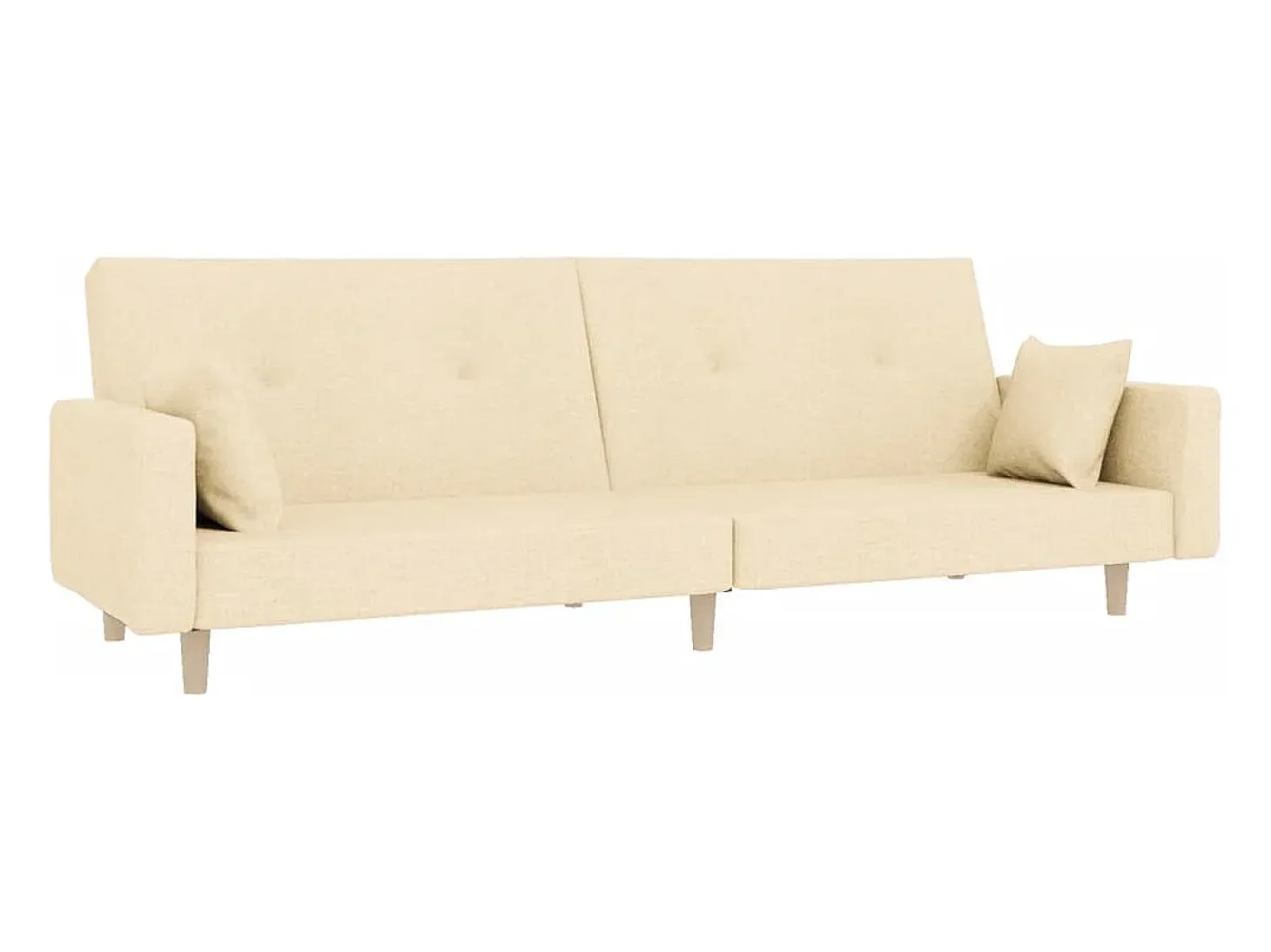 Sofá cama de 2 plazas con dos almohadas tela color crema