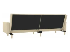 Sofá cama de 2 plazas con dos almohadas tela color crema