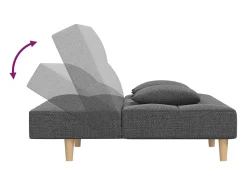 Sofá cama de 2 plazas con dos almohadas tela gris claro