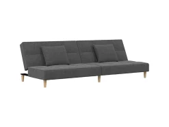 Sofá cama de 2 plazas con dos almohadas tela gris claro