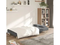 Sofá cama de 2 plazas con dos almohadas tela gris claro