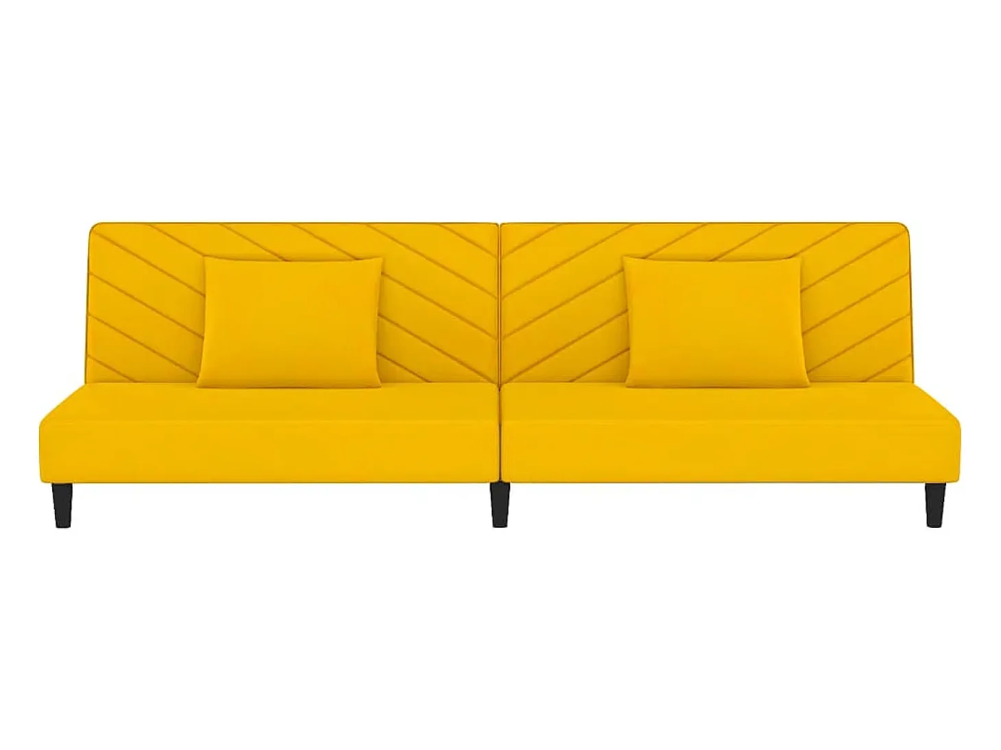 Sofá cama de 2 plazas con dos almohadas terciopelo amarillo