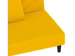 Sofá cama de 2 plazas con dos almohadas terciopelo amarillo