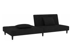 Sofá cama de 2 plazas con dos almohadas terciopelo negro