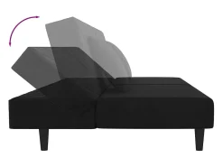 Sofá cama de 2 plazas con dos almohadas terciopelo negro