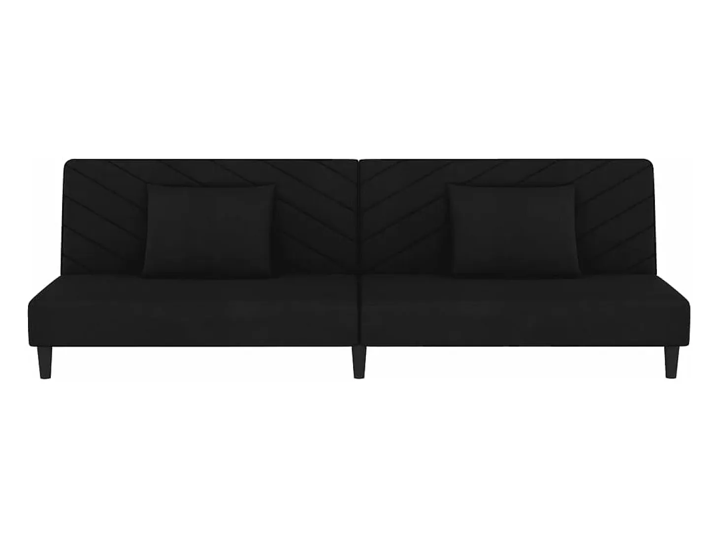 Sofá cama de 2 plazas con dos almohadas terciopelo negro