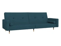 Sofá cama de 2 plazas con dos almohadas terciopelo azul