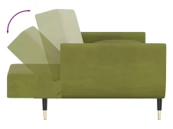 Sofá cama de 2 plazas con dos cojines terciopelo verde claro