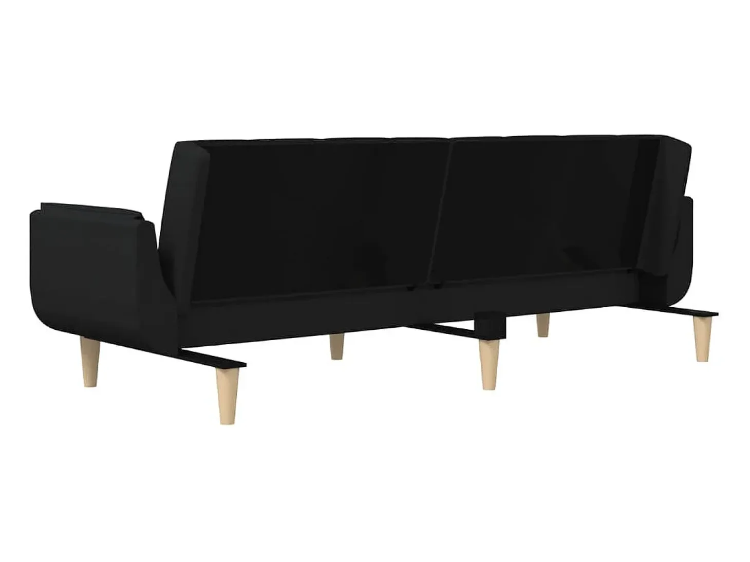 Sofá cama de 2 plazas con dos almohadas tela negro