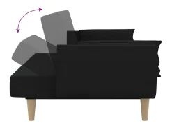 Sofá cama de 2 plazas con dos almohadas tela negro
