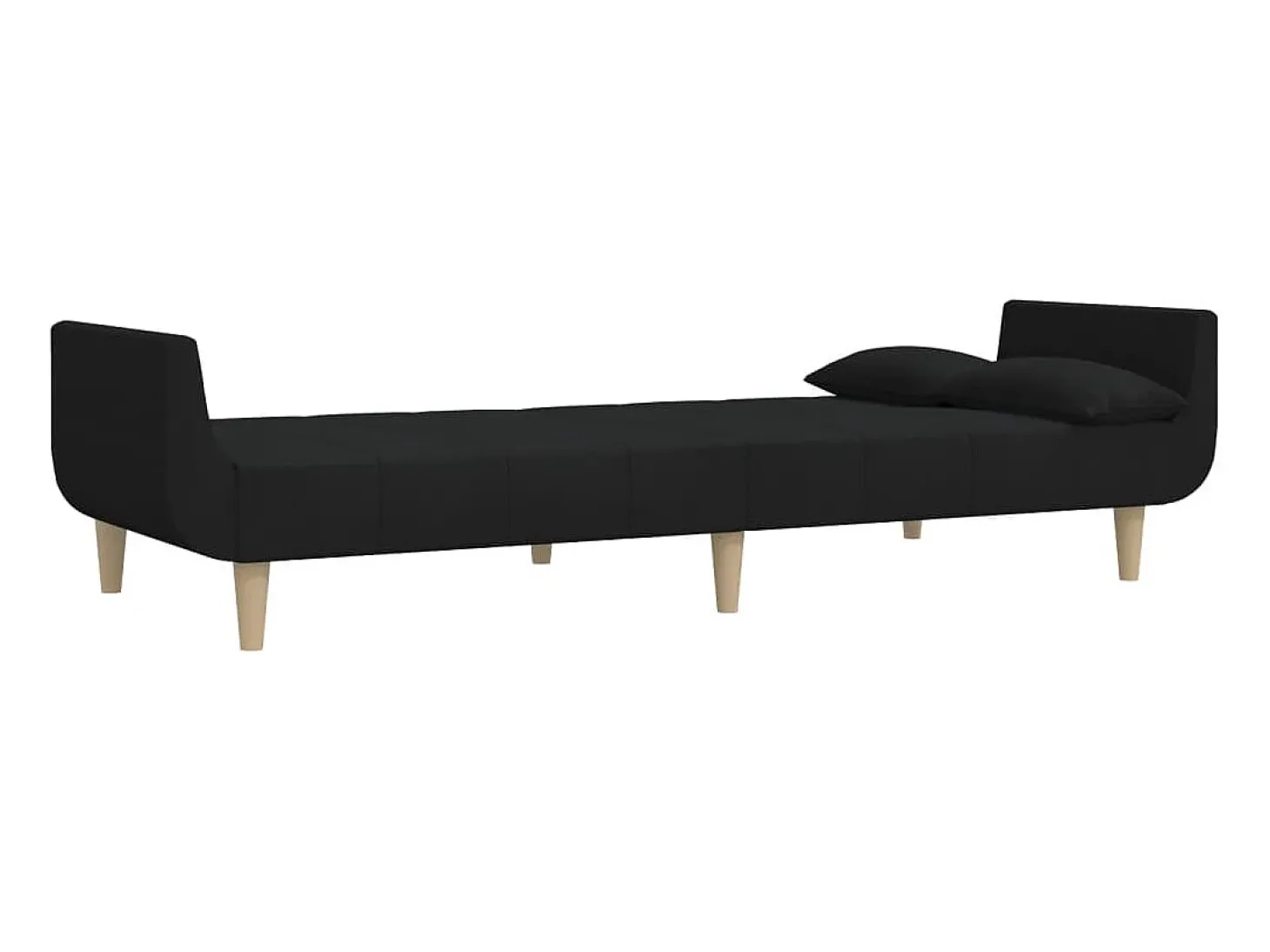 Sofá cama de 2 plazas con dos almohadas tela negro