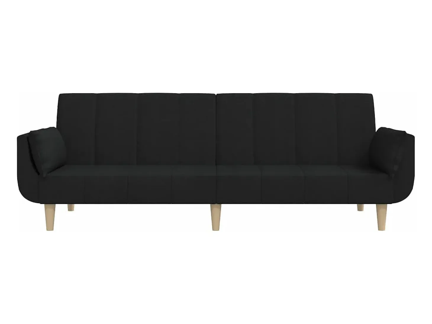 Sofá cama de 2 plazas con dos almohadas tela negro