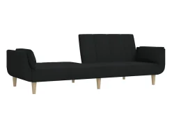 Sofá cama de 2 plazas con dos almohadas tela negro