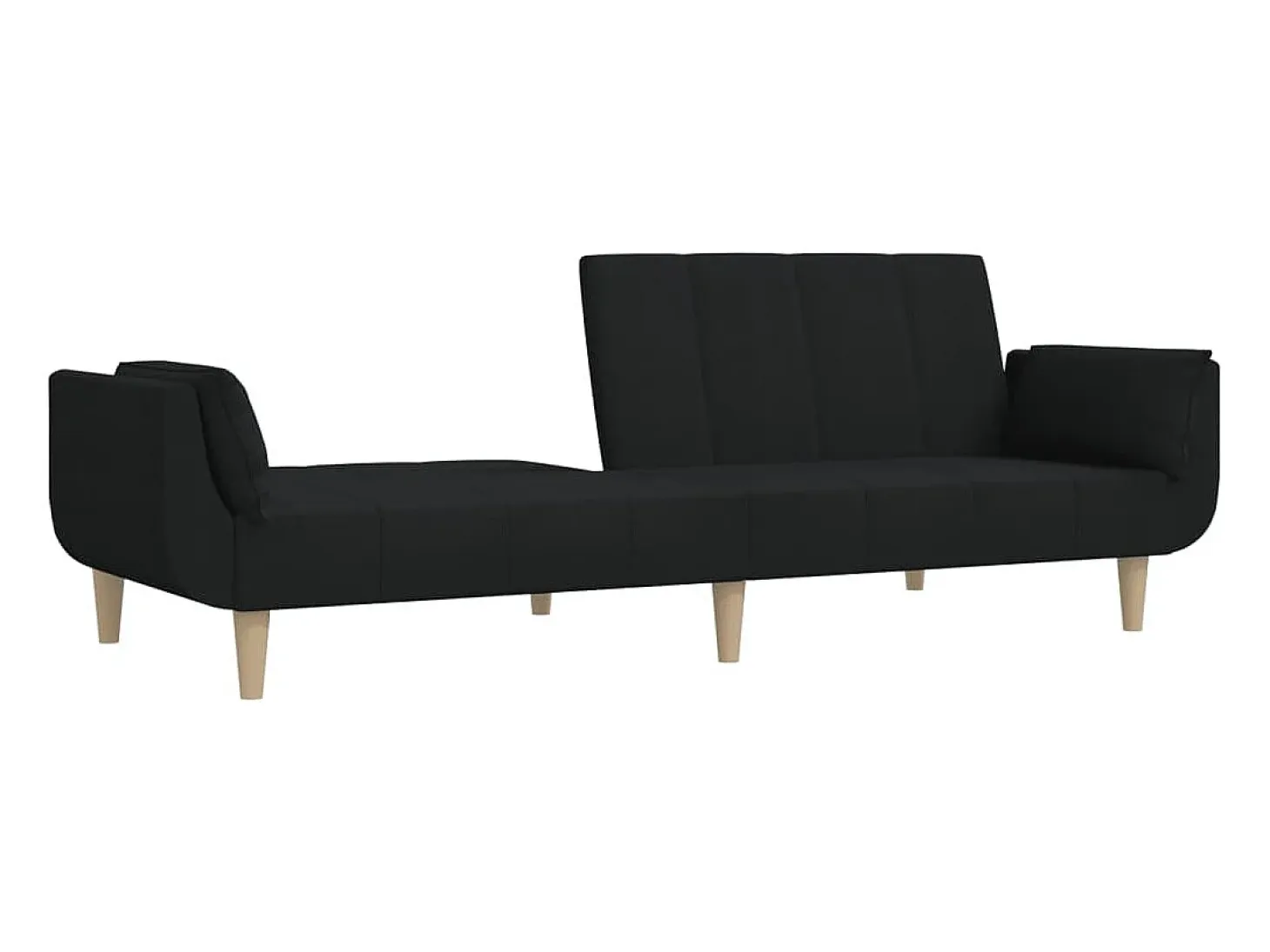 Sofá cama de 2 plazas con dos almohadas tela negro