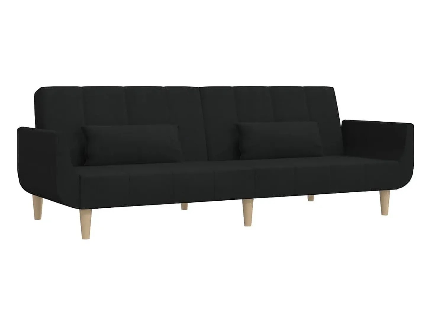 Sofá cama de 2 plazas con dos almohadas tela negro