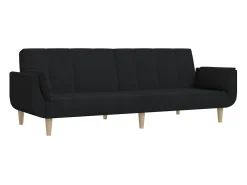 Sofá cama de 2 plazas con dos almohadas tela negro