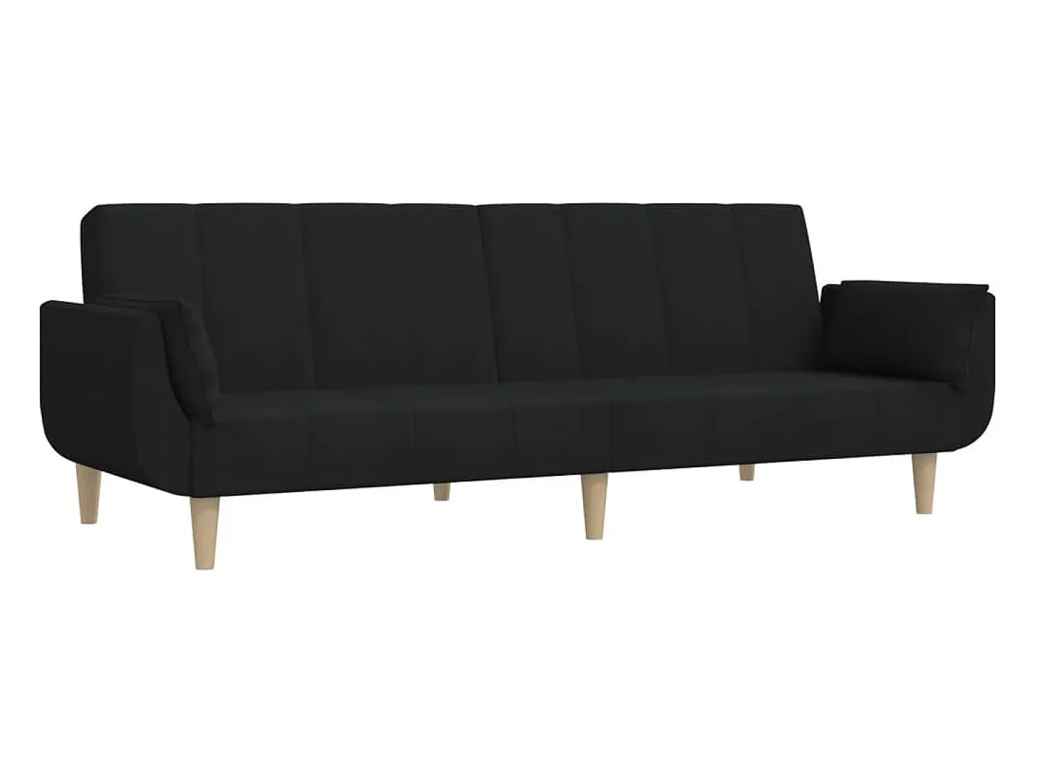 Sofá cama de 2 plazas con dos almohadas tela negro
