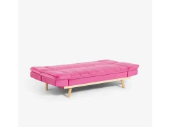 Sofá cama de 2 plazas con respaldo reclinable de tela de terciopelo Skata - Rosa