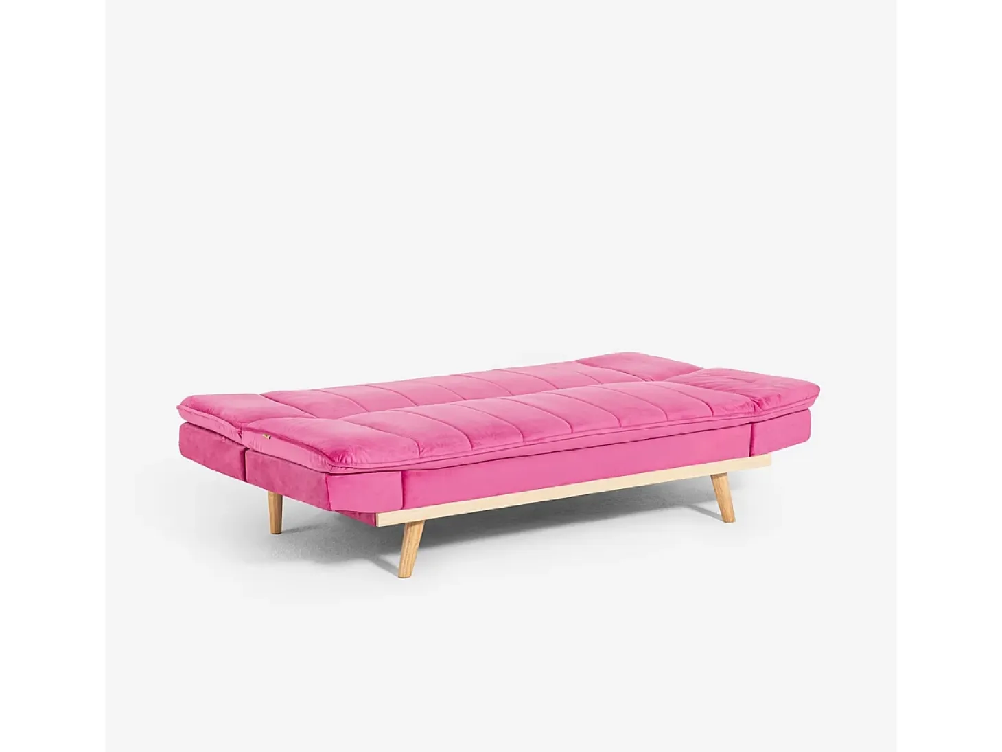 Sofá cama de 2 plazas con respaldo reclinable de tela de terciopelo Skata - Rosa