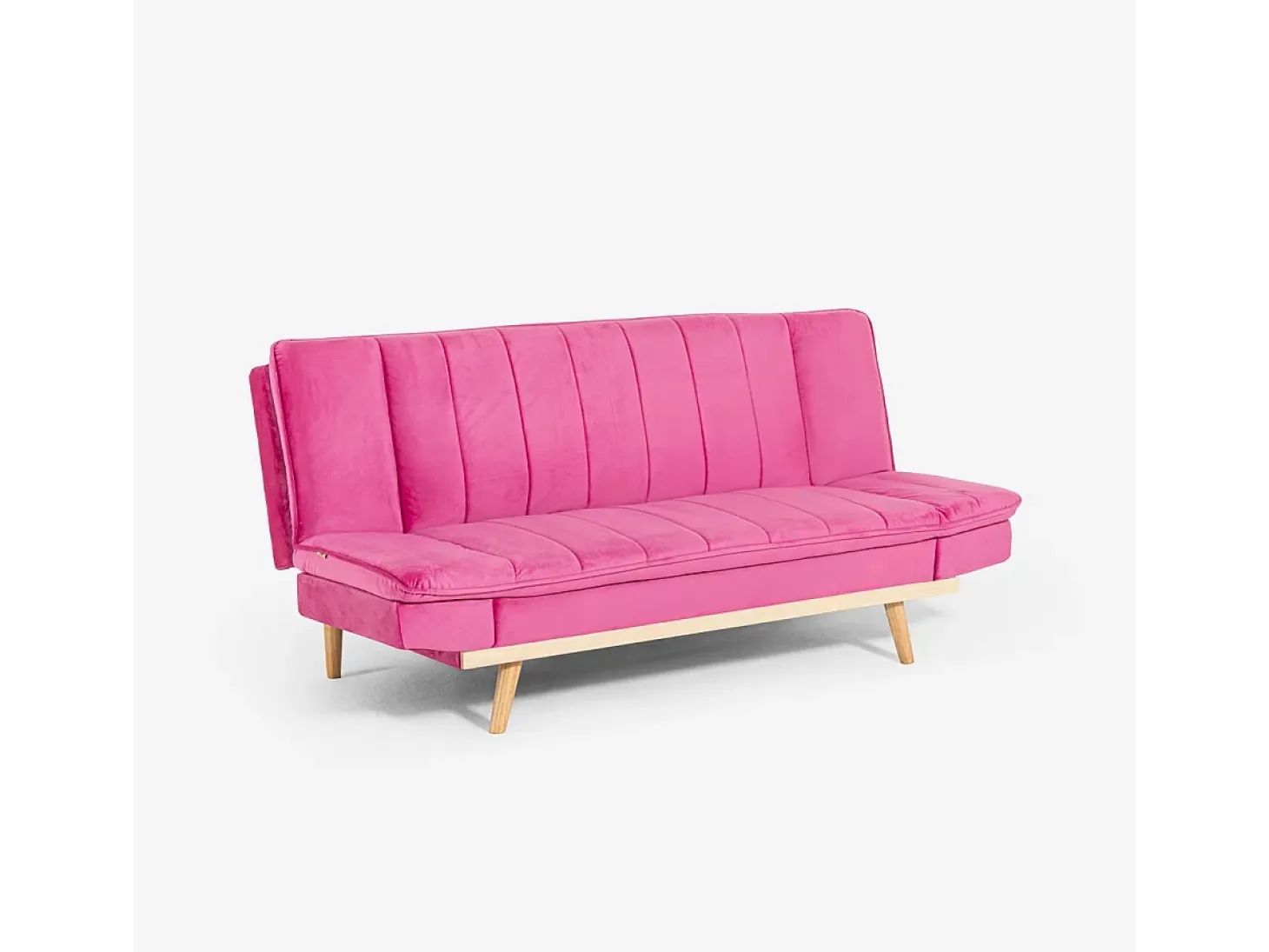 Sofá cama de 2 plazas con respaldo reclinable de tela de terciopelo Skata - Rosa