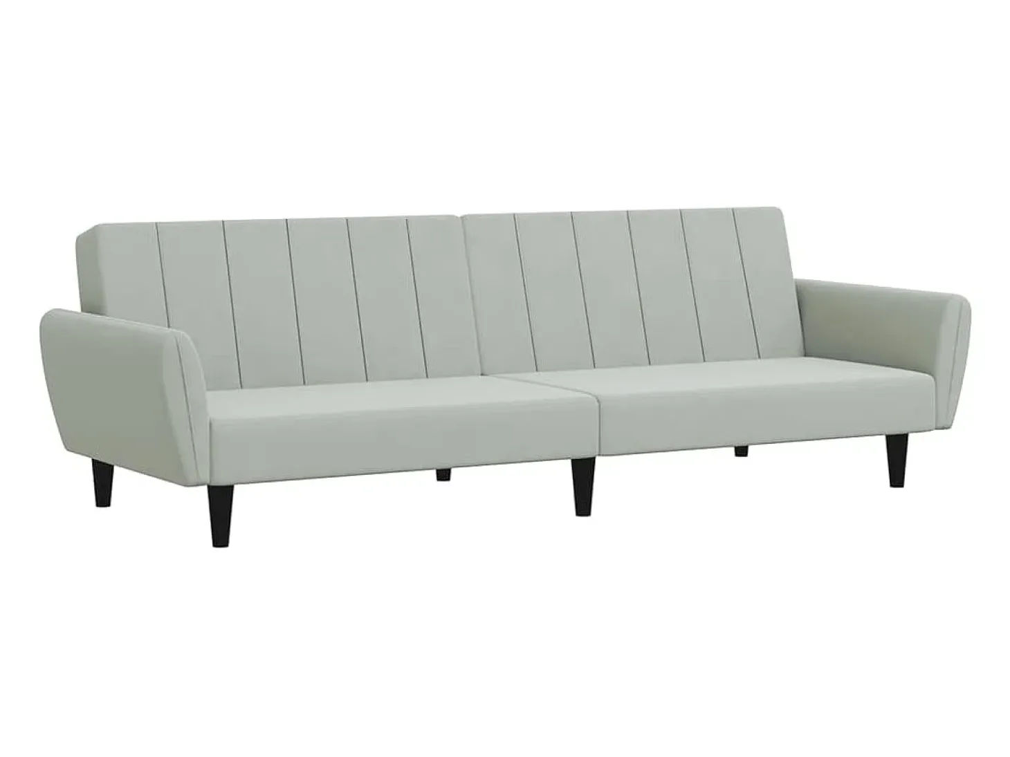 Sofá cama de 2 plazas con taburete terciopelo gris claro