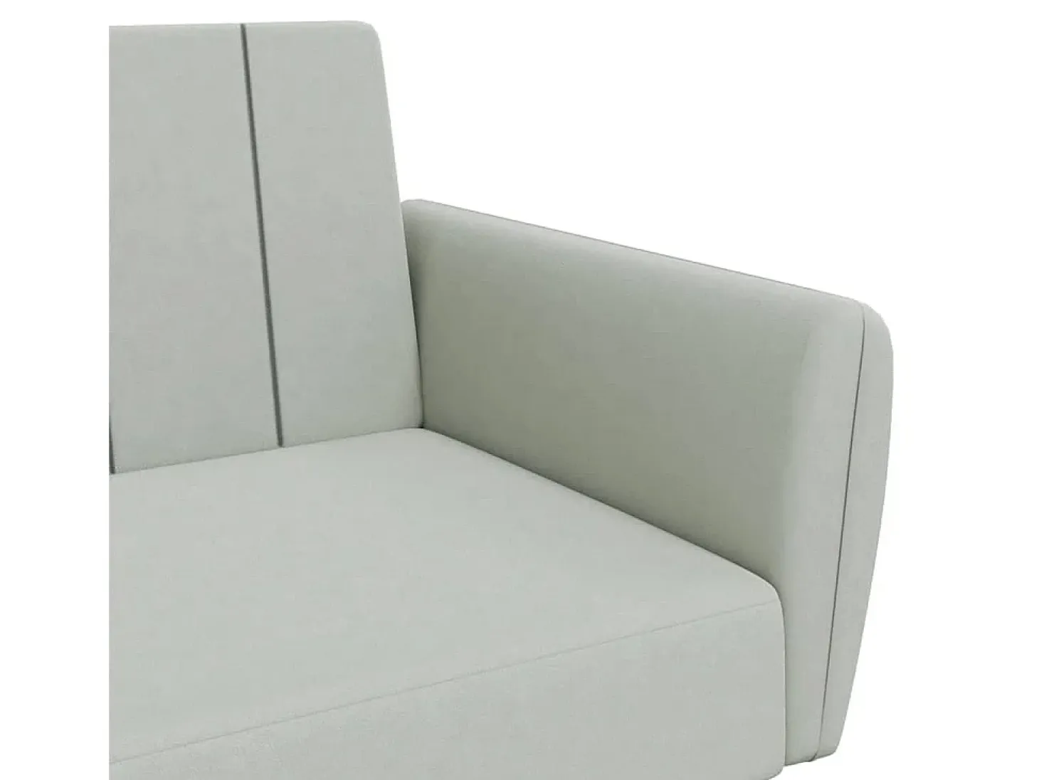 Sofá cama de 2 plazas con taburete terciopelo gris claro