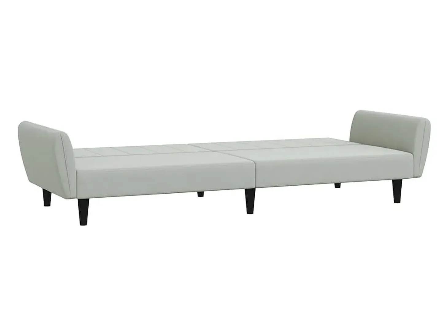 Sofá cama de 2 plazas con taburete terciopelo gris claro