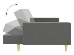 Sofá cama de 2 plazas con taburete tela gris oscuro
