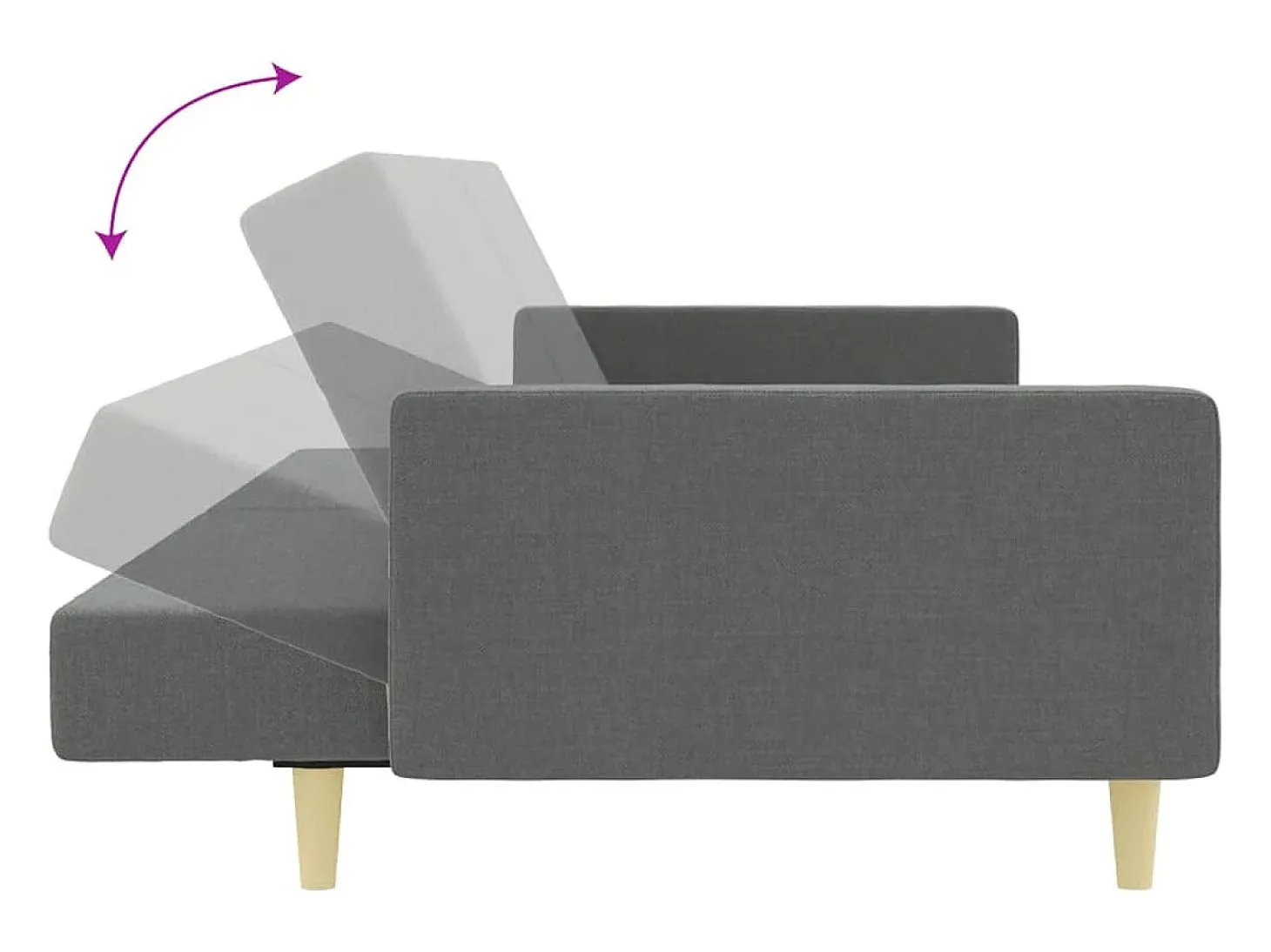 Sofá cama de 2 plazas con taburete tela gris oscuro