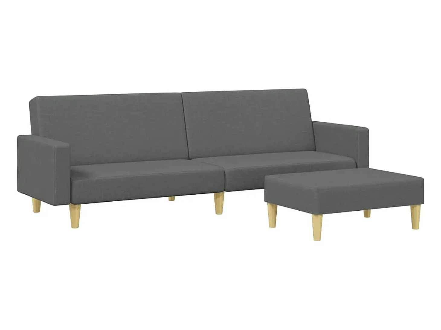Sofá cama de 2 plazas con taburete tela gris oscuro