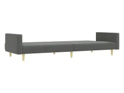 Sofá cama de 2 plazas con taburete tela gris oscuro