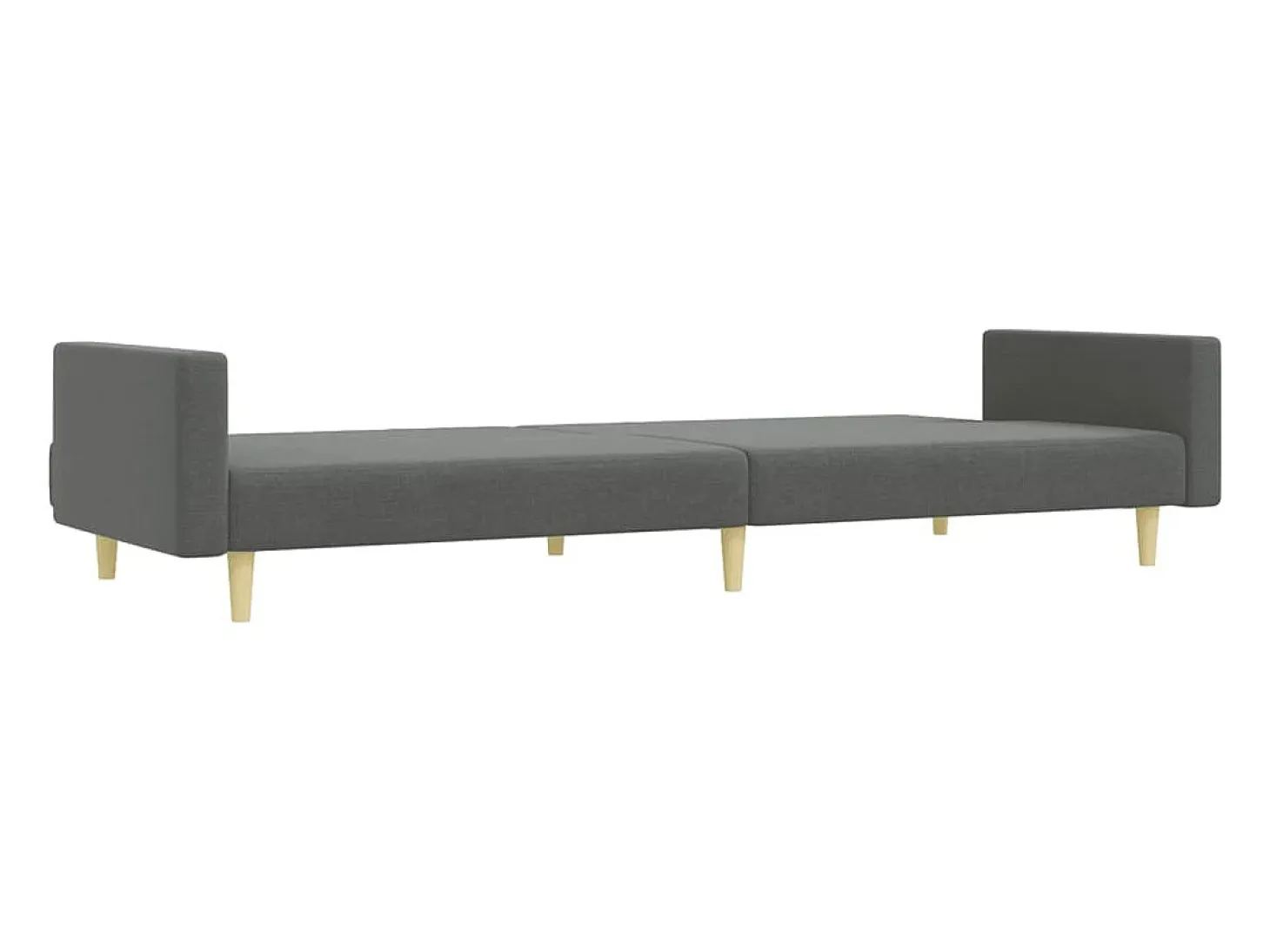Sofá cama de 2 plazas con taburete tela gris oscuro